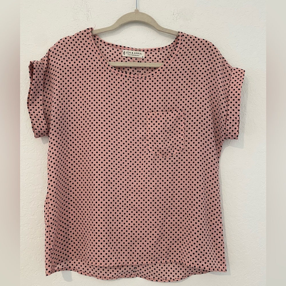 Jon & Anna Pink Polka Dot Short Sleeve Top